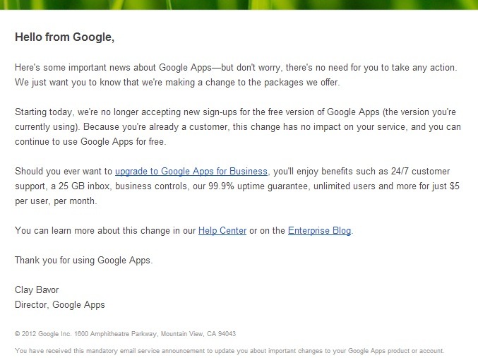 Archive image for start up site just got grandfathered in to google